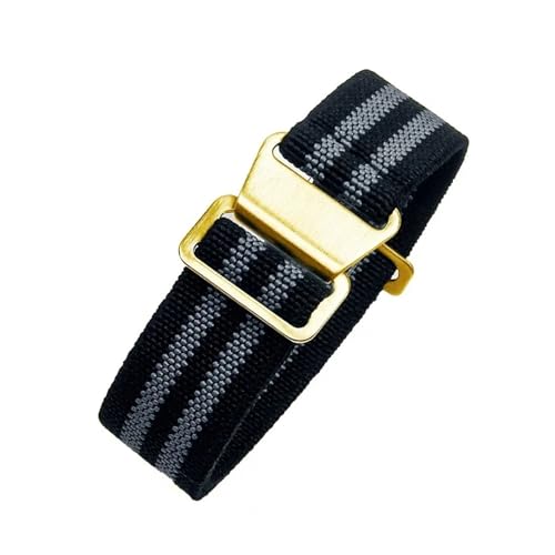 CAWEUER Kompatibel mit Tudor Parachute Qicheng Biwan Little Red Flower Seiko Water Ghost Nylon High Density Knitting 18 20 22 mm Uhrenarmband(Black Gray-Gold,22mm) von CAWEUER