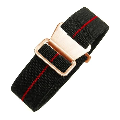 CAWEUER Kompatibel mit Tudor Parachute Qicheng Biwan Little Red Flower Seiko Water Ghost Nylon High Density Knitting 18 20 22 mm Uhrenarmband(Black Red-Rose,18mm) von CAWEUER