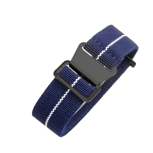 CAWEUER Kompatibel mit Tudor Parachute Qicheng Biwan Little Red Flower Seiko Water Ghost Nylon High Density Knitting 18 20 22 mm Uhrenarmband(Blue White-Black,22mm) von CAWEUER