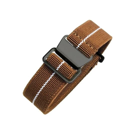 CAWEUER Kompatibel mit Tudor Parachute Qicheng Biwan Little Red Flower Seiko Water Ghost Nylon High Density Knitting 18 20 22 mm Uhrenarmband(Brown White-Black,20mm) von CAWEUER