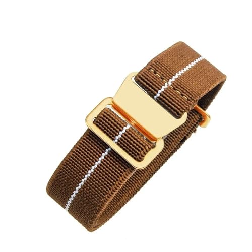 CAWEUER Kompatibel mit Tudor Parachute Qicheng Biwan Little Red Flower Seiko Water Ghost Nylon High Density Knitting 18 20 22 mm Uhrenarmband(Brown White-Gold,18mm) von CAWEUER