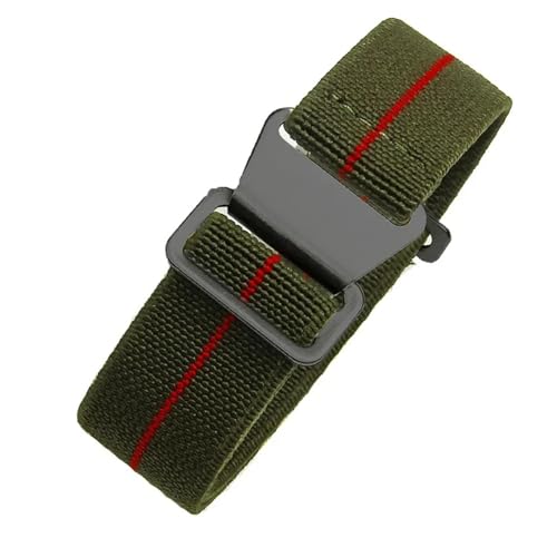 CAWEUER Kompatibel mit Tudor Parachute Qicheng Biwan Little Red Flower Seiko Water Ghost Nylon High Density Knitting 18 20 22 mm Uhrenarmband(Green Red-Black,20mm) von CAWEUER