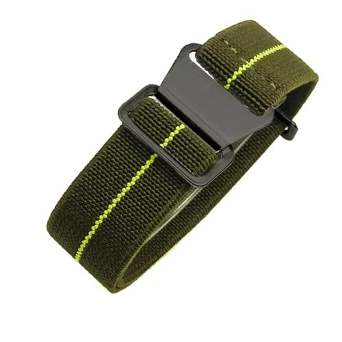 CAWEUER Kompatibel mit Tudor Parachute Qicheng Biwan Little Red Flower Seiko Water Ghost Nylon High Density Knitting 18 20 22 mm Uhrenarmband(Green Yellow-Black,22mm) von CAWEUER