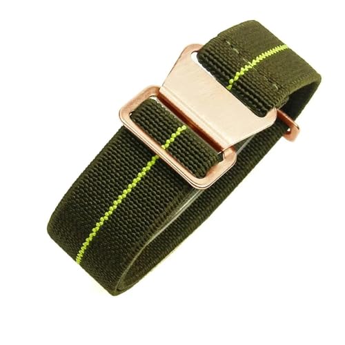 CAWEUER Kompatibel mit Tudor Parachute Qicheng Biwan Little Red Flower Seiko Water Ghost Nylon High Density Knitting 18 20 22 mm Uhrenarmband(Green Yellow-Rose,18mm) von CAWEUER