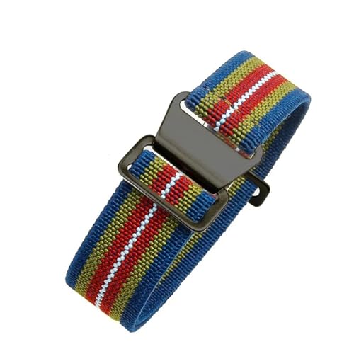 CAWEUER Kompatibel mit Tudor Parachute Qicheng Biwan Little Red Flower Seiko Water Ghost Nylon High Density Knitting 18 20 22 mm Uhrenarmband(Rainbow-Black,22mm) von CAWEUER