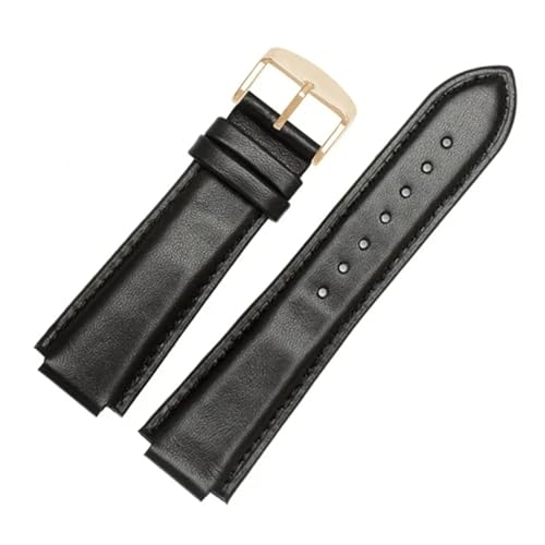 CAWEUER Lederarmband, Schwarz-Braun-Armband, Kompatibel Mit T2N739 Und T2N721 720, 24 * 16mm(Black B) von CAWEUER