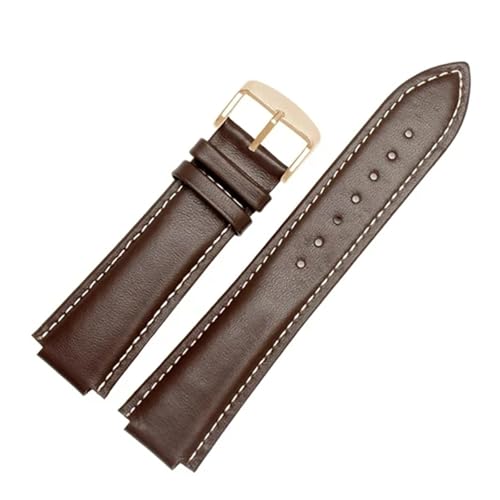 CAWEUER Lederarmband, Schwarz-Braun-Armband, Kompatibel Mit T2N739 Und T2N721 720, 24 * 16mm(Brown white B) von CAWEUER