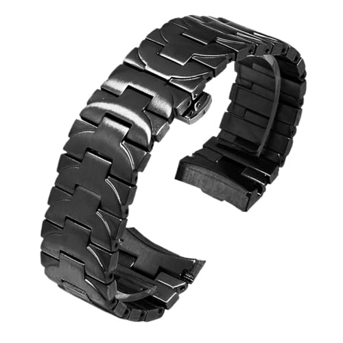 CAWEUER Massives Edelstahlarmband for Herren, Schwarz-Silber-Band, Schmetterlingsschließe, PAM441, Serie 111, 22 mm, 24(Black B,24mm) von CAWEUER
