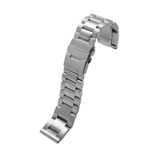 CAWEUER Massives Edelstahlarmband for Herren, Schwarz-Silber-Band, Schmetterlingsschließe, PAM441, Serie 111, 22 mm, 24(Silver A,22mm) von CAWEUER