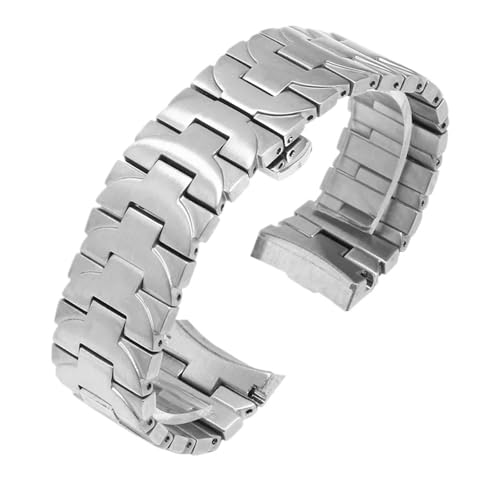 CAWEUER Massives Edelstahlarmband for Herren, Schwarz-Silber-Band, Schmetterlingsschließe, PAM441, Serie 111, 22 mm, 24(Silver B,22mm) von CAWEUER