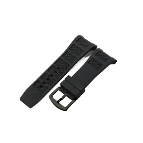 CAWEUER Notch-Gummiarmband, kompatibel mit IWC Iw323602 Iw376501 Engineer, wasserdicht, schweißfest, Herren-Silikonarmband, 30 x 16 mm(Black-Black-K2) von CAWEUER