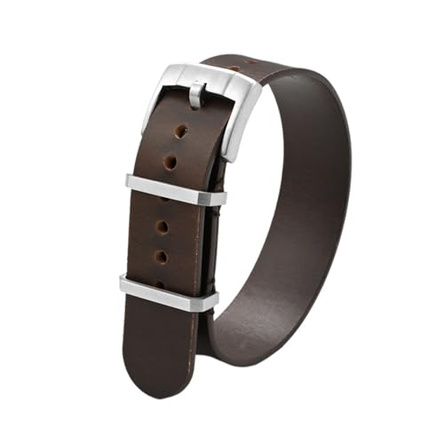 CAWEUER Ölwachs-Rindslederarmband 20 mm 22 mm Vintage Herren verdickte Stahl-Dornschließe Uhrenarmband Armband kompatibel mit Panerai kompatibel mit Seiko(Dark brown,22mm) von CAWEUER