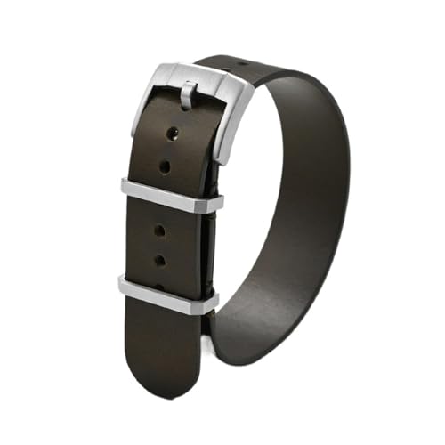 CAWEUER Ölwachs-Rindslederarmband 20 mm 22 mm Vintage Herren verdickte Stahl-Dornschließe Uhrenarmband Armband kompatibel mit Panerai kompatibel mit Seiko(Dark green,22mm) von CAWEUER