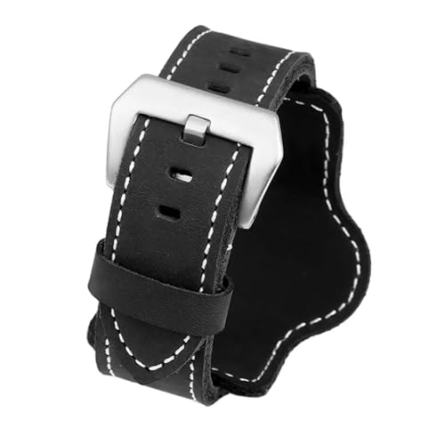 CAWEUER Rindsleder-Uhrenarmband, kompatibel mit Panerai PAM111 441, Herren-Vintage-Armband, Diesel-Armband(Black 01,22mm) von CAWEUER