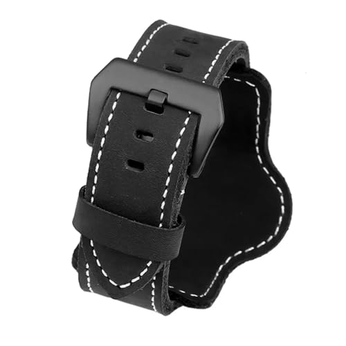 CAWEUER Rindsleder-Uhrenarmband, kompatibel mit Panerai PAM111 441, Herren-Vintage-Armband, Diesel-Armband(Black 02,24mm) von CAWEUER