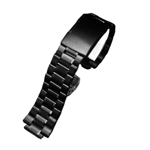 CAWEUER Schnellverschluss 24 x 16 m kompatibel mit Casio G-SHOCK GST-B200 Armband Gstb200 Edelstahl-Armband Faltschließe Metall Herrenarmband(B Black) von CAWEUER