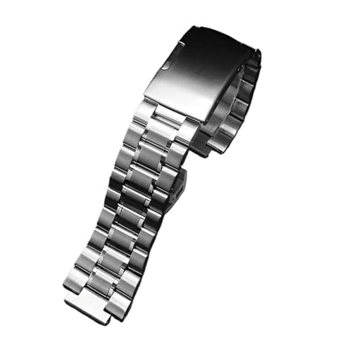 CAWEUER Schnellverschluss 24 x 16 m kompatibel mit Casio G-SHOCK GST-B200 Armband Gstb200 Edelstahl-Armband Faltschließe Metall Herrenarmband(B Silver) von CAWEUER