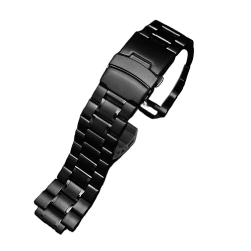 CAWEUER Schnellverschluss 24 x 16 m kompatibel mit Casio G-SHOCK GST-B200 Armband Gstb200 Edelstahl-Armband Faltschließe Metall Herrenarmband(C Black) von CAWEUER