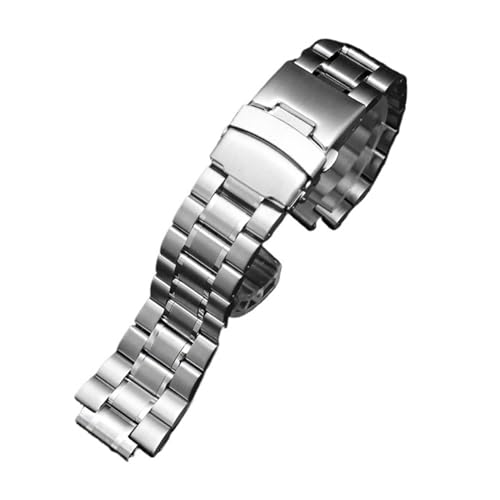 CAWEUER Schnellverschluss 24 x 16 m kompatibel mit Casio G-SHOCK GST-B200 Armband Gstb200 Edelstahl-Armband Faltschließe Metall Herrenarmband(C Silver) von CAWEUER