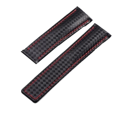 CAWEUER Schwarzes Kalbsleder-Armband kompatibel mit Tag Heuer Aquaracer 300 CARRERA F1 Uhrenarmband Herren(Black no buckle,20mm) von CAWEUER