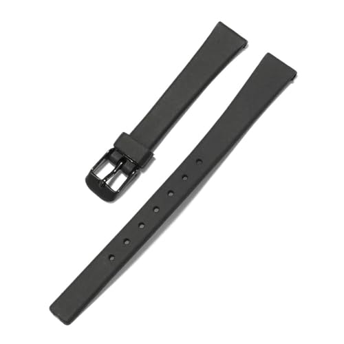 CAWEUER Schwarzes Silikon-Uhrenarmband, kleine Größe, Damenarmband, Dornschließe, passend for Casio LQ-130 LQ-140 von CAWEUER