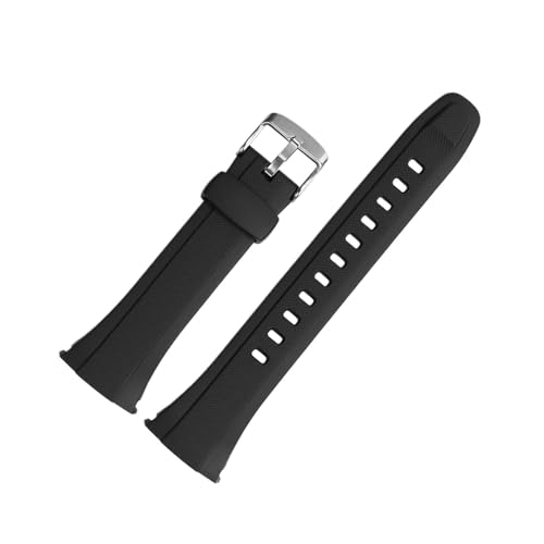 CAWEUER Schwarzes Uhrenarmband aus Harz-Silikon, kompatibel mit Casio Sport Watch WVA-M640/WVA-M650/WVQ-M410 Series Soft von CAWEUER