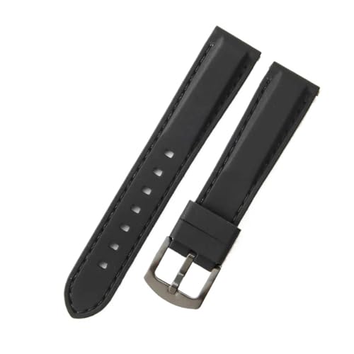 CAWEUER Silikon-Uhrenarmband, kompatibel mit IWC Rudder Omega Mido, wasserdicht, Gummi, weich, bequem, Herren-Armband, Zubehör(Black black-Black-K2,20mm) von CAWEUER