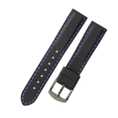 CAWEUER Silikon-Uhrenarmband, kompatibel mit IWC Rudder Omega Mido, wasserdicht, Gummi, weich, bequem, Herren-Armband, Zubehör(Black blue-Black-K2,24mm) von CAWEUER