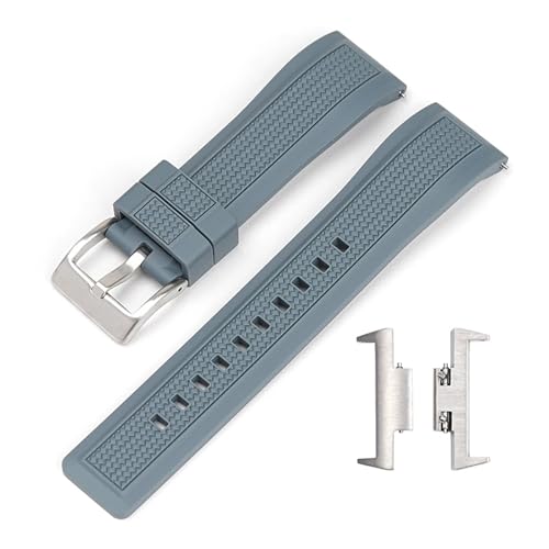 CAWEUER Silikonarmband, kompatibel mit Tissot PRX-Serie T137.407/T137.410 Super Player 40 mm, Stahl-Schnellverschlussadapter, Uhrenarmband-Zubehör, 12 mm(Grey) von CAWEUER
