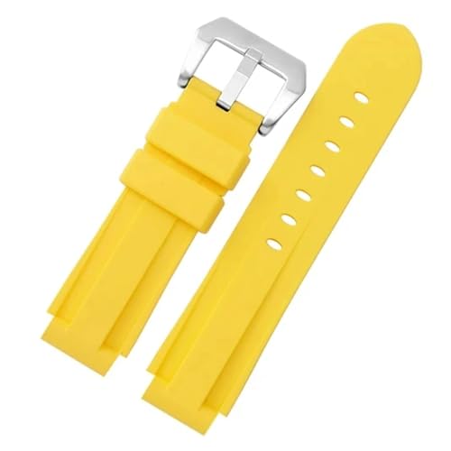 CAWEUER Silikonarmband 24 * 16mm Buntes Armband Ersatzgummiband Kompatibel mit T2N739 T2N721 720(Yellow) von CAWEUER