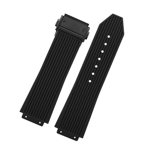 CAWEUER Silikonarmband mit konvexem Ende, kompatibel Big Bang Classic Fusion Yubo, Herren- und Damenarmbändern, zusammenklappbarer Schnalle, weiches Armband(Black-Black) von CAWEUER
