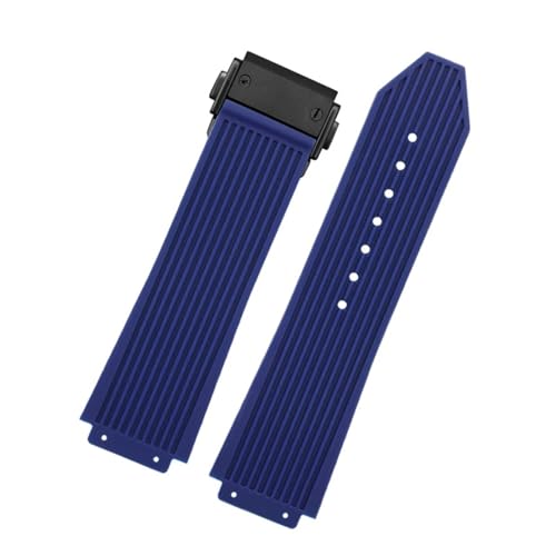 CAWEUER Silikonarmband mit konvexem Ende, kompatibel Big Bang Classic Fusion Yubo, Herren- und Damenarmbändern, zusammenklappbarer Schnalle, weiches Armband(Dark blue-Black) von CAWEUER