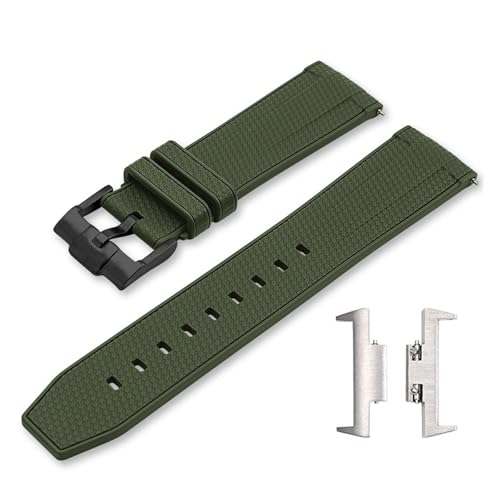CAWEUER Silikonkautschukarmband, kompatibel mit Tissot PRX-Serie T137.407/T137.410 Super Player Herren, Schnellverschluss, Stahladapter, Uhrenarmband, Gürtel, 12 mm(Army Green02) von CAWEUER