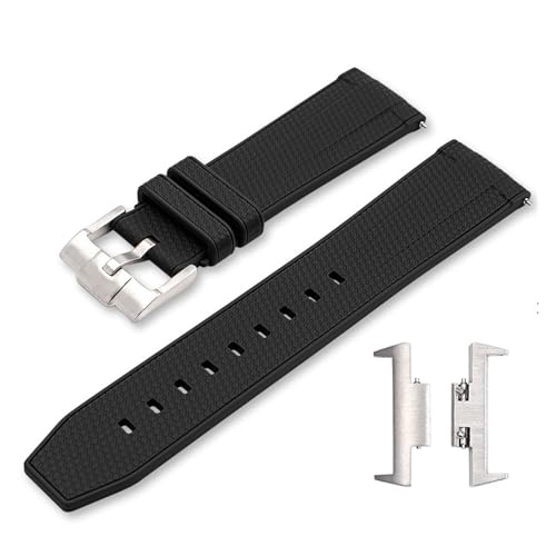 CAWEUER Silikonkautschukarmband, kompatibel mit Tissot PRX-Serie T137.407/T137.410 Super Player Herren, Schnellverschluss, Stahladapter, Uhrenarmband, Gürtel, 12 mm(Black) von CAWEUER