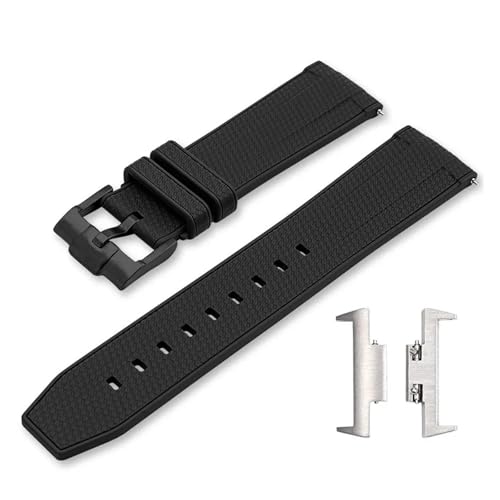 CAWEUER Silikonkautschukarmband, kompatibel mit Tissot PRX-Serie T137.407/T137.410 Super Player Herren, Schnellverschluss, Stahladapter, Uhrenarmband, Gürtel, 12 mm(Black02) von CAWEUER