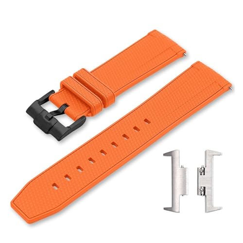 CAWEUER Silikonkautschukarmband, kompatibel mit Tissot PRX-Serie T137.407/T137.410 Super Player Herren, Schnellverschluss, Stahladapter, Uhrenarmband, Gürtel, 12 mm(Orange02) von CAWEUER