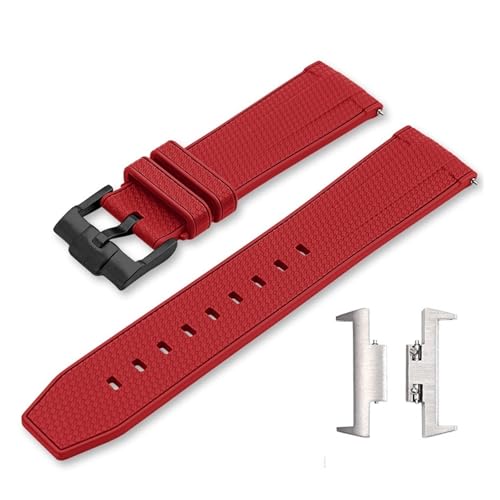 CAWEUER Silikonkautschukarmband, kompatibel mit Tissot PRX-Serie T137.407/T137.410 Super Player Herren, Schnellverschluss, Stahladapter, Uhrenarmband, Gürtel, 12 mm(Red02) von CAWEUER