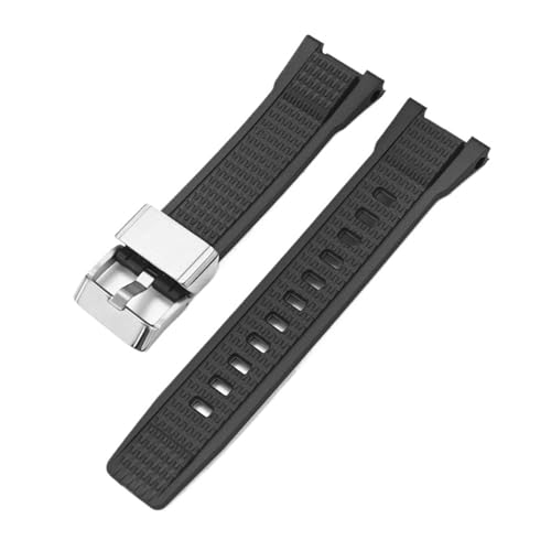CAWEUER TPU-Gummiarmband, kompatibel mit Casio G-SHOCK MTG-B3000, modifiziertes Harz-Silikon-Armband, wasserdicht, Herren, Zubehör for Bergsteigeruhren(Steel Black silver) von CAWEUER