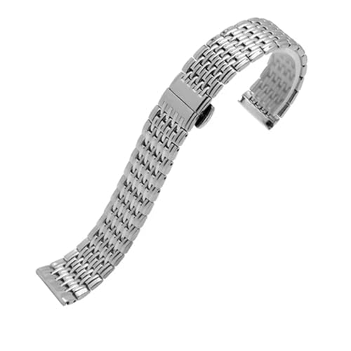 CAWEUER Uhrenarmbänder aus Edelstahl, dünne Uhrenkette Metall, Ersatzarmband for Damen, kompatibel mit der LA GRANDE Classic-Serie, 13 mm, 18(Silver,18mm) von CAWEUER
