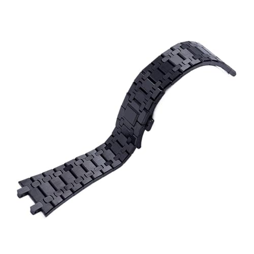 CAWEUER Uhrenarmband 21 mm 26 Herren Damen Volledelstahlarmband Kompatibel mit AP ROYAL OAK 15400 26331 15500 Faltschließe(Black,26mm) von CAWEUER