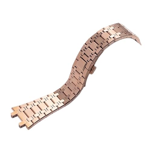 CAWEUER Uhrenarmband 21 mm 26 Herren Damen Volledelstahlarmband Kompatibel mit AP ROYAL OAK 15400 26331 15500 Faltschließe(Rosegold,26mm) von CAWEUER