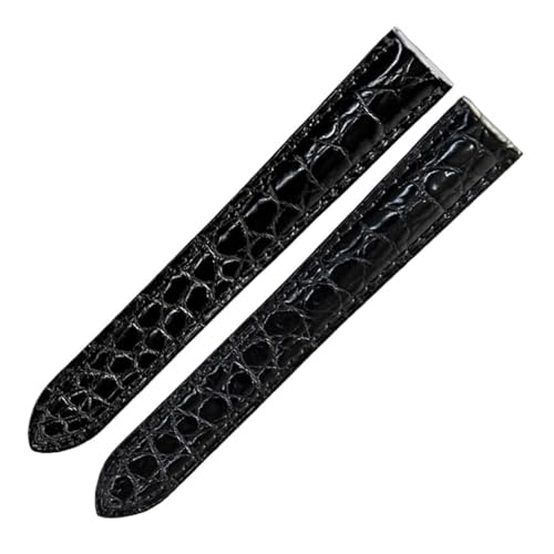 CAWEUER Uhrenarmband aus Krokodilleder, kompatibel mit Cartier London Solo, Lederarmband for Herren und Damen, 16 mm, 18, 20(Black,16MM_WITHOUT BUCKLE) von CAWEUER