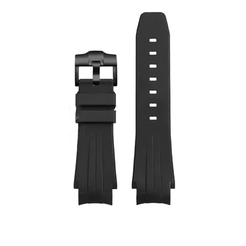 CAWEUER Uhrenarmband aus Silikonkautschuk, konvexes Gelenk, wasserdicht, schwarz/grün, for Herren, kompatibel mit Rolex Yacht Master Sea Dweller ANCON(Black black-B pin,21mm) von CAWEUER