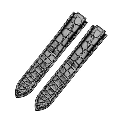 CAWEUER Uhrenarmband aus echtem Leder, kompatibel mit Cartier Blue Balloon, Krokodilleder, wasserdicht, schweißfest, Herren-/Damen-Armband, 12,20 mm(Black-No Buckle,14x22mm) von CAWEUER