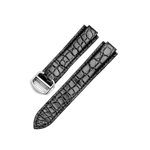 CAWEUER Uhrenarmband aus echtem Leder, kompatibel mit Cartier Blue Balloon, Krokodilleder, wasserdicht, schweißfest, Herren-/Damen-Armband, 12,20 mm(Black-Steel-Z4,8x16mm) von CAWEUER