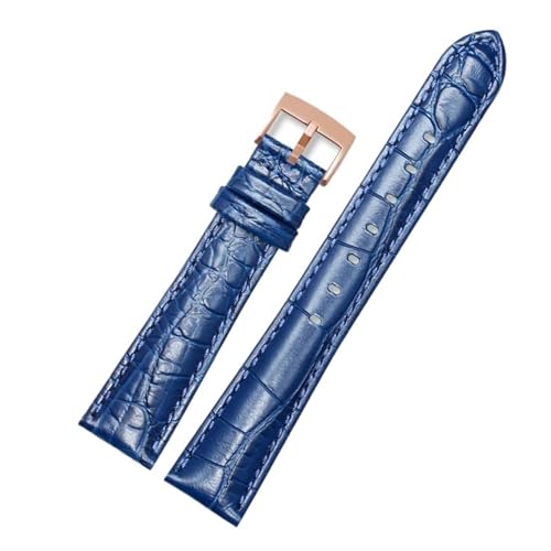 CAWEUER Uhrenarmband aus echtem Leder, kompatibel mit Swarovski Damen-Uhrenarmband Green Submariner 5452498 5452495 5452501, 17 mm, Blau, Rosa, Grün, Rot(Blue-Rose) von CAWEUER