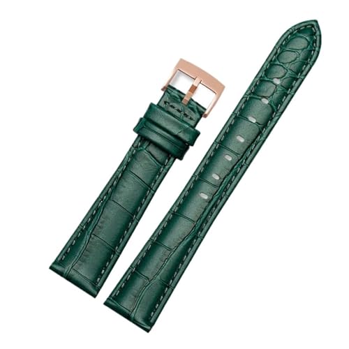 CAWEUER Uhrenarmband aus echtem Leder, kompatibel mit Swarovski Damen-Uhrenarmband Green Submariner 5452498 5452495 5452501, 17 mm, Blau, Rosa, Grün, Rot(Green-Rose) von CAWEUER