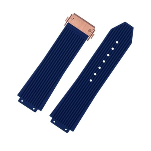 CAWEUER Uhrenarmband kompatibel mit Big Bang, Silikon, wasserdicht, Herren-Uhrenarmband, Kettenarmband, Uhr, Gummiarmband(Blue-rosegold) von CAWEUER