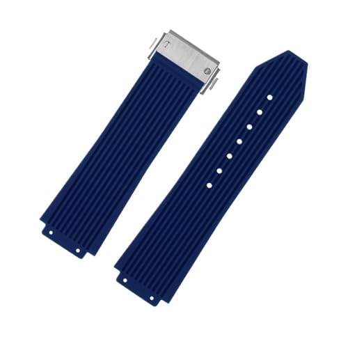 CAWEUER Uhrenarmband kompatibel mit Big Bang, Silikon, wasserdicht, Herren-Uhrenarmband, Kettenarmband, Uhr, Gummiarmband(Blue-silver) von CAWEUER