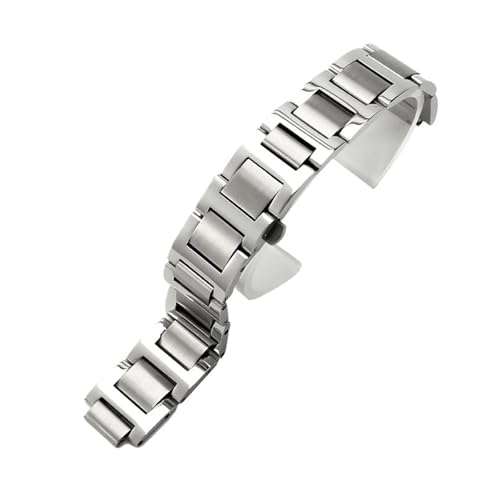 CAWEUER Uhrenarmband kompatibel mit Cartier Ballon Bleu De Series, massives Edelstahlarmband konvexer Schnittstelle, Uhrenzubehör(Steel,8x16mm) von CAWEUER